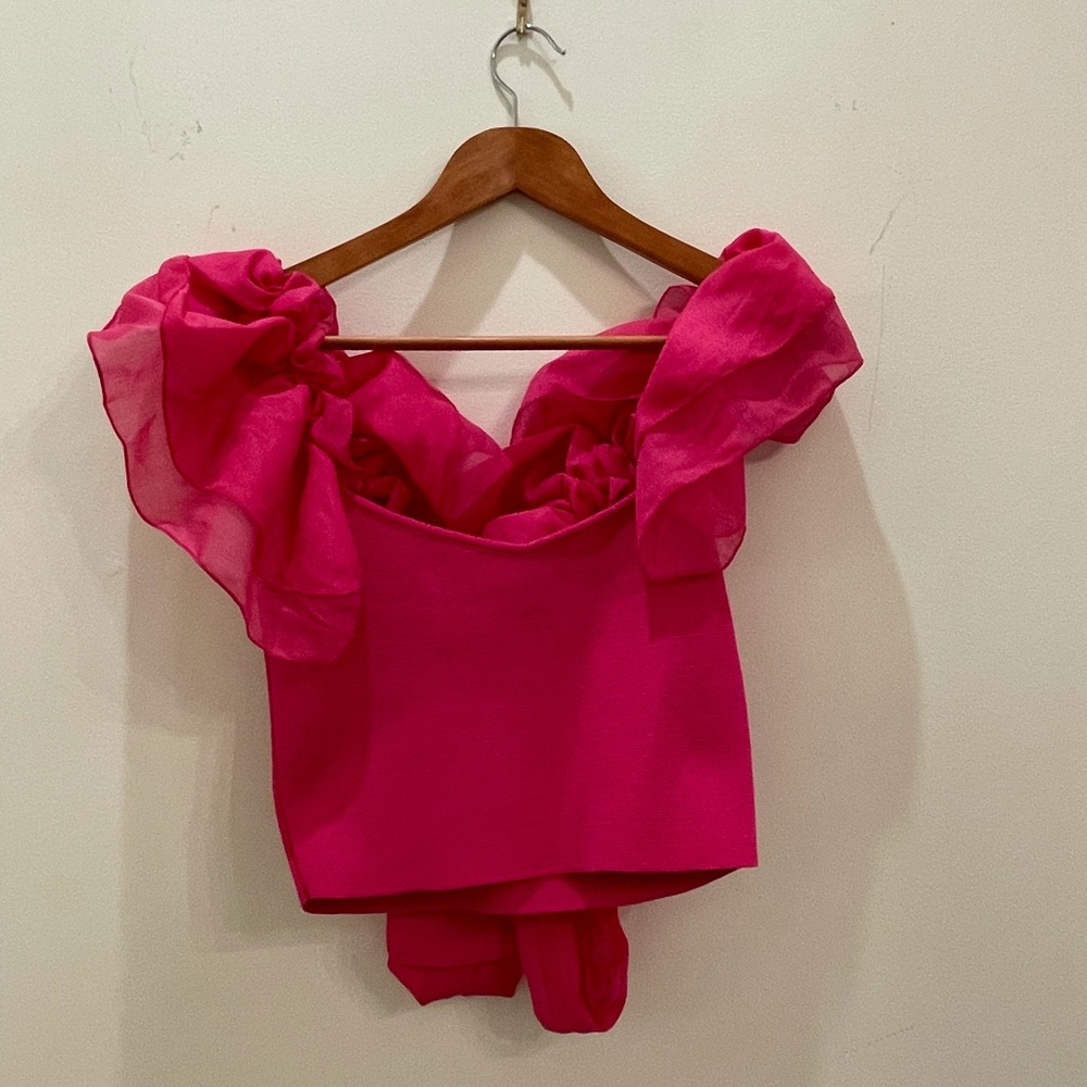 Pink ruffle crop top